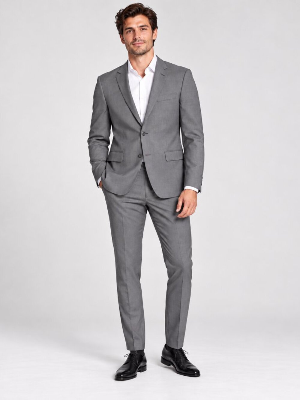 Calvin Klein Men’s Extra Slim Fit Suit 40S / 32x30 Grey Wool Blend EUC